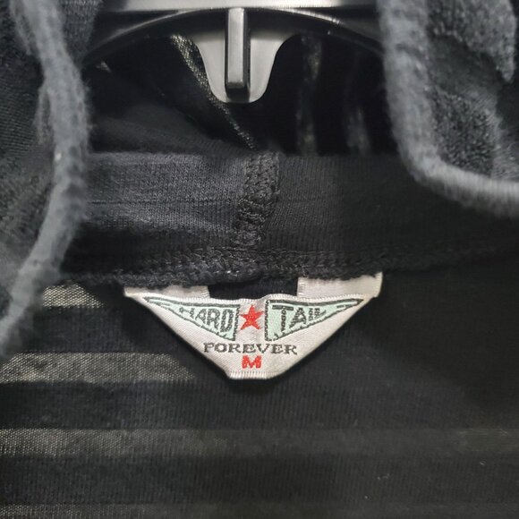 Hard Tail Forever Y2K Women's Black Terry Stripe Asymmetrical Hooded Cardigan M - Picture 6 of 9